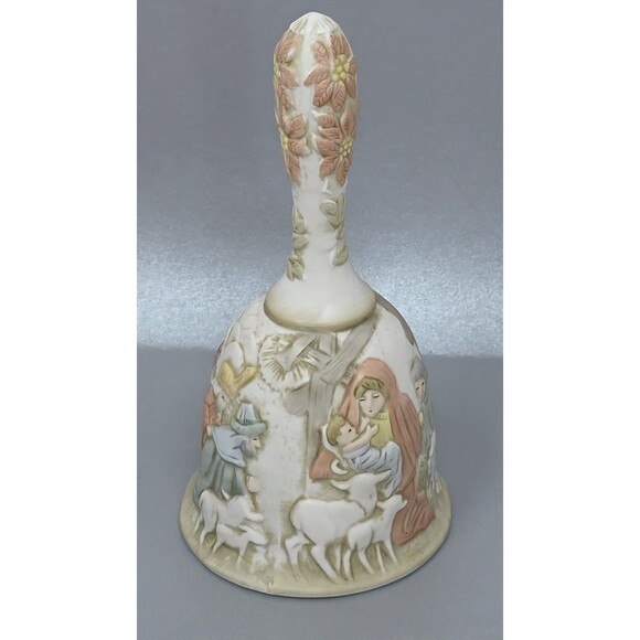 LEFTON Vintage 1982 Nativity Bell Come All Ye Faithful Hand Painted Christmas - Picture 2 of 11